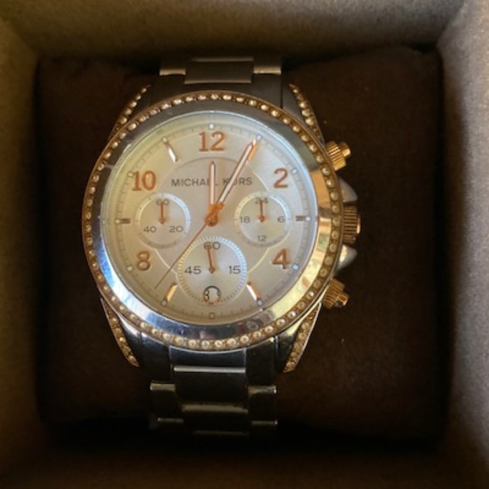 Michael Kors Women's Blair Glitz Silver/Rose Gold